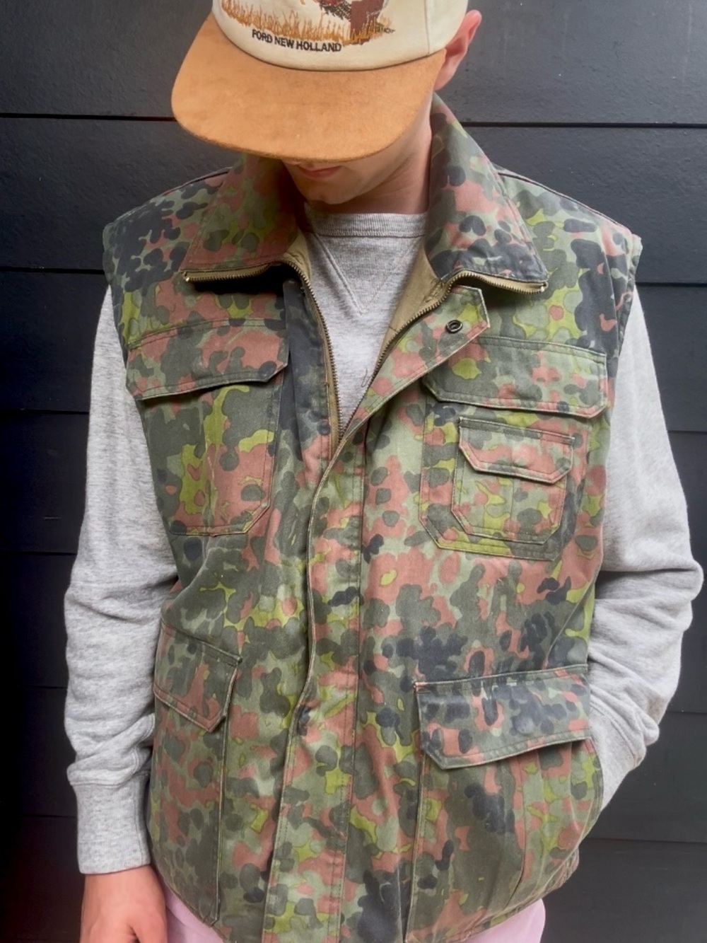 Vintage Camo Waxed Canvas Hunting Vest - Picture 2 of 12